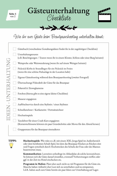 Hochzeitsplanung | Gästeunterhaltung Hochzeitsplanung | Gästeunterhaltung